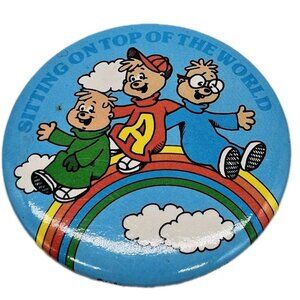 The Chipmunks Alvin, Simon & Theodore Button Pin Vintage 1980's  Bagdasarian